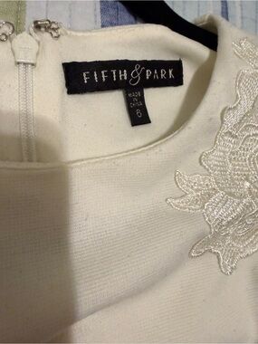 Fifth & Park White Embellished Mini Dress